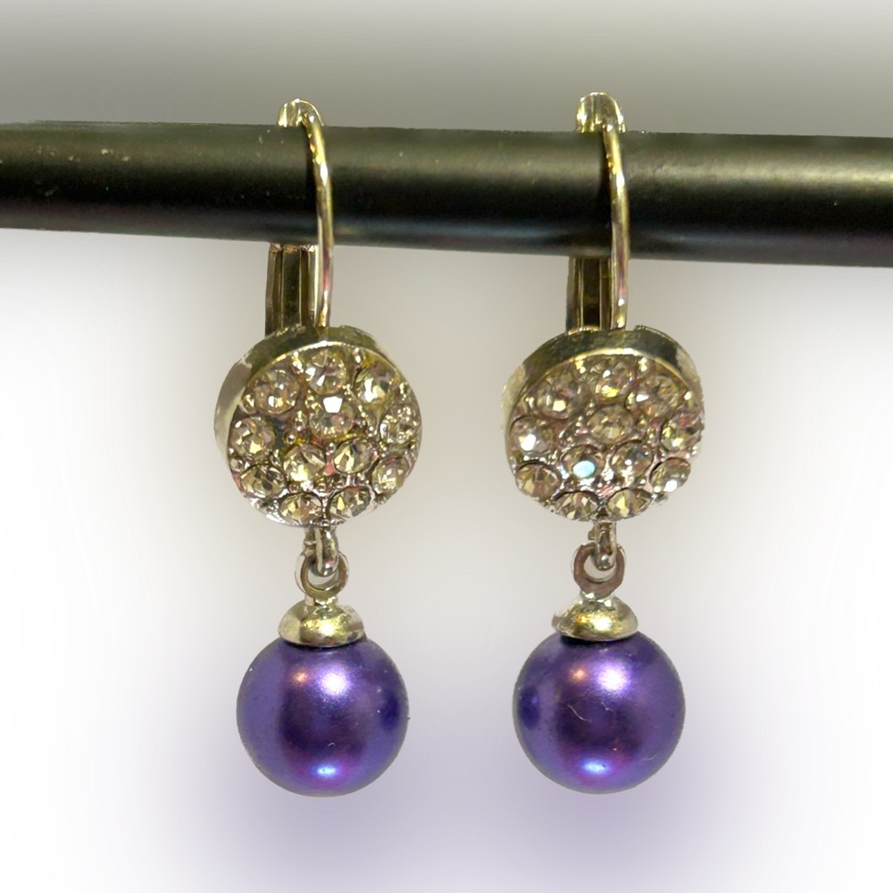 Purple Faux Pearl Earrings